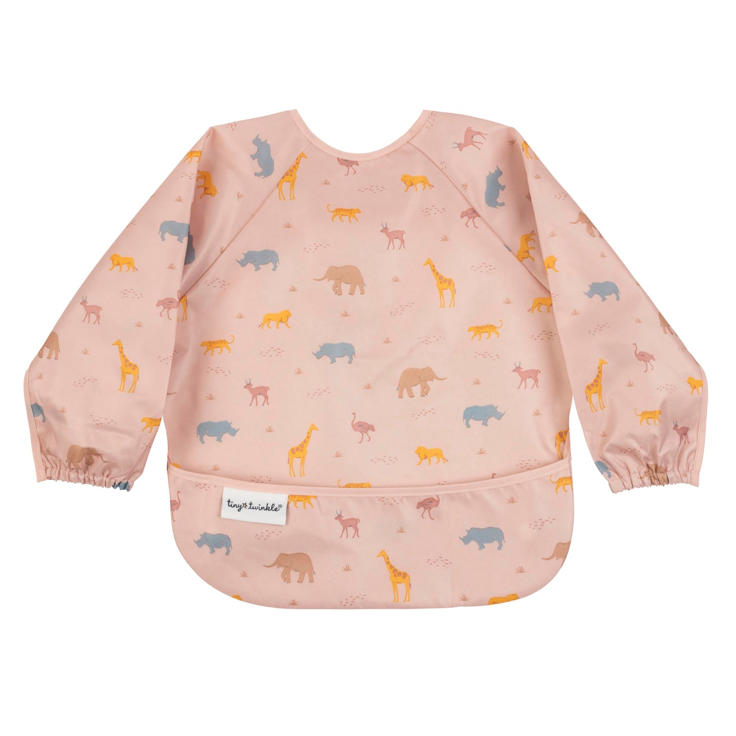 Tiny Twinkle Long Sleeve Bib for Babies & Toddlers | Waterproof Smock Bib for Eating | Machine Washable & Mess-Proof Feeding Essentials | Newborn Shower Gift (Dinosaur, 6–24M)