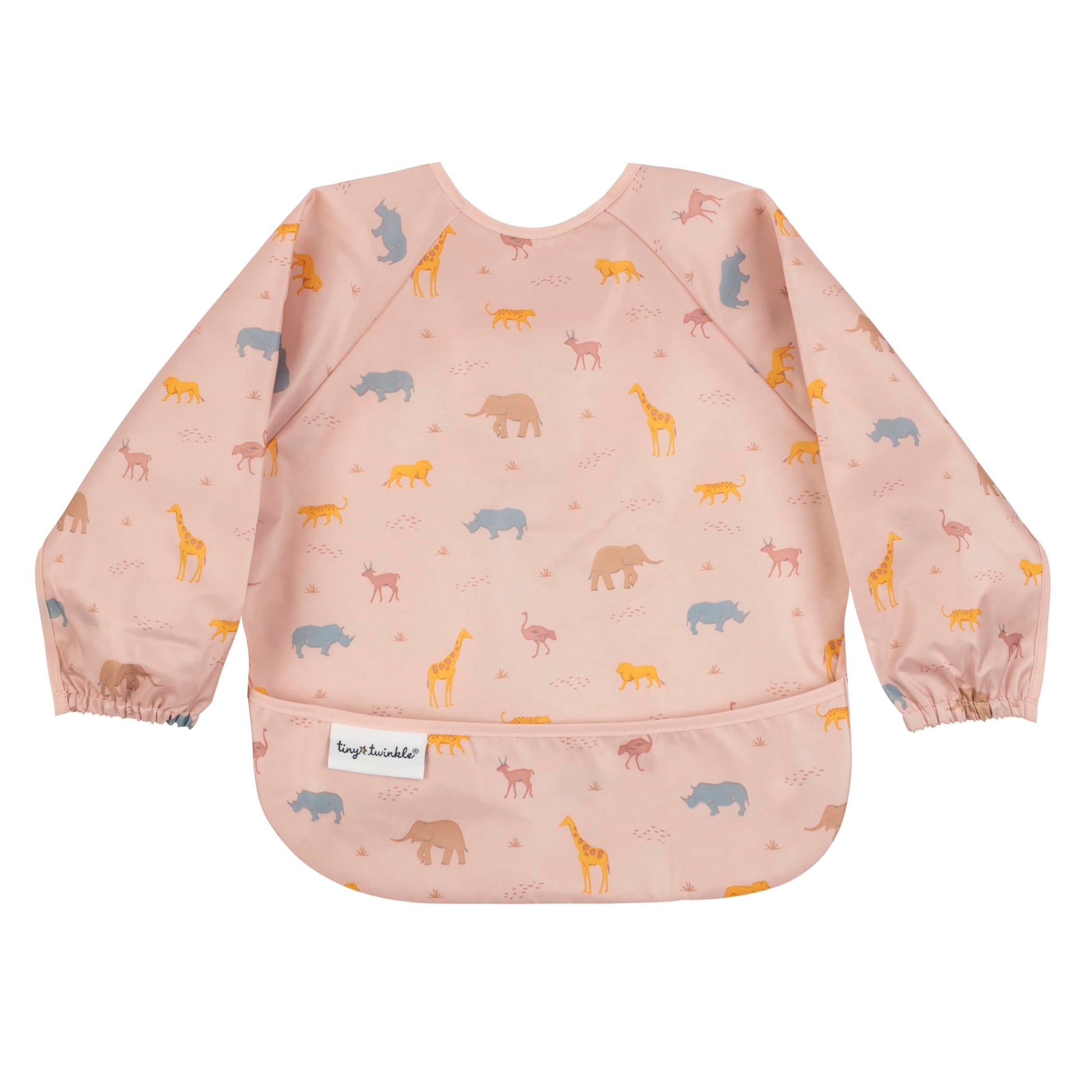 Tiny Twinkle Long Sleeve Bib for Babies & Toddlers | Waterproof Smock Bib for Eating | Machine Washable & Mess-Proof Feeding Essentials | Newborn Shower Gift (Dinosaur, 6–24M)
