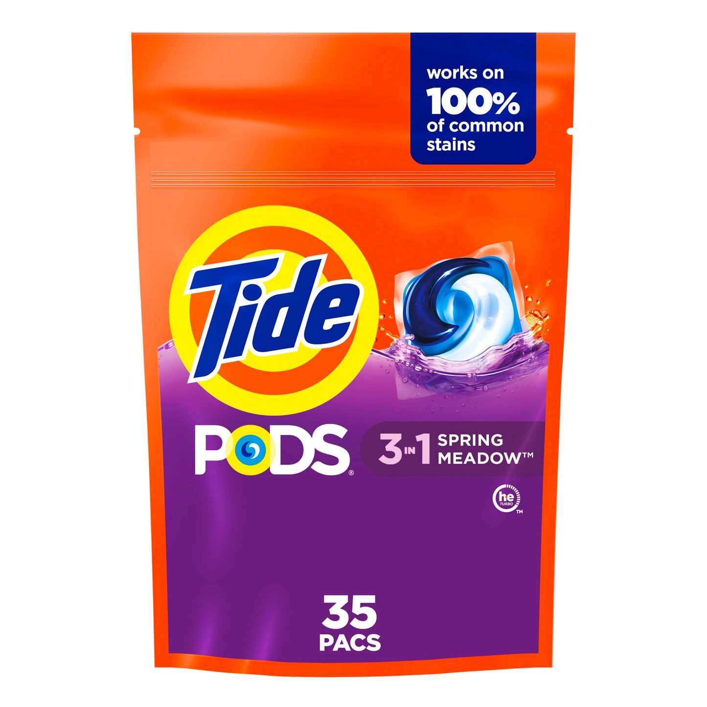 Tide PODS laundry detergent pacs, 3-in-1 Stain Remover, Odor Fighter, Color Protector, 112 Count, HE compatible, Spring Meadow Scent