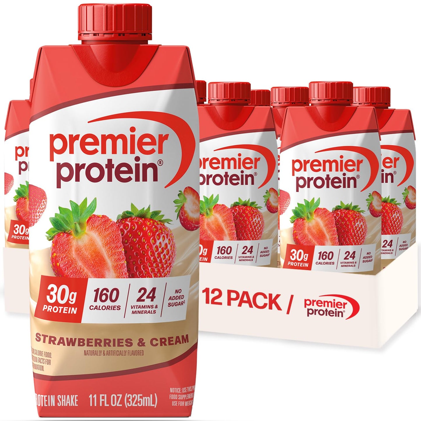 Premier Protein Shake, Café Latte with Caffeine for Energy – 30g Protein, No Added Sugar, 24 Vitamins & Minerals to Support Immune Health, 11 fl oz, 12 Pack