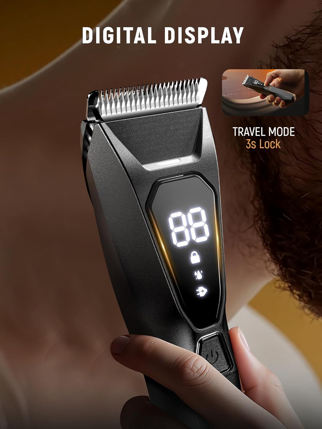 Body Hair Trimmer for Men: Wireless Charging Pubic Hair Trimmer with 90Min - Wet or Dry Body Groomer, 4000K LED, Ceramic Blade for Face Legs Groin