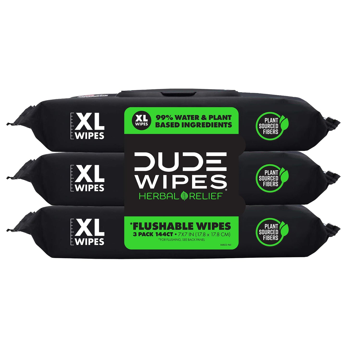 DUDE Wipes Unscented Flushable Wipes - Extra-Large Adult Wet Wipes for Sensitive Skin - 6 Pack (288 Count) - Infused with Vitamin E and Aloe - Septic and Sewer Safe