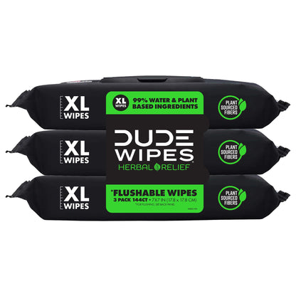 DUDE Wipes Unscented Flushable Wipes - Extra-Large Adult Wet Wipes for Sensitive Skin - 6 Pack (288 Count) - Infused with Vitamin E and Aloe - Septic and Sewer Safe