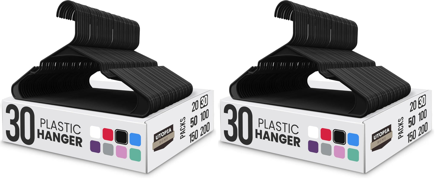 Utopia Home - Plastic Hangers 50 Pack - Space Saving Clothes Hanger - Durable and Strong Closet Organizers and Storage Makes It Ideal Stocking Stuffers or Apartment or Dorm Room Essentials (White)