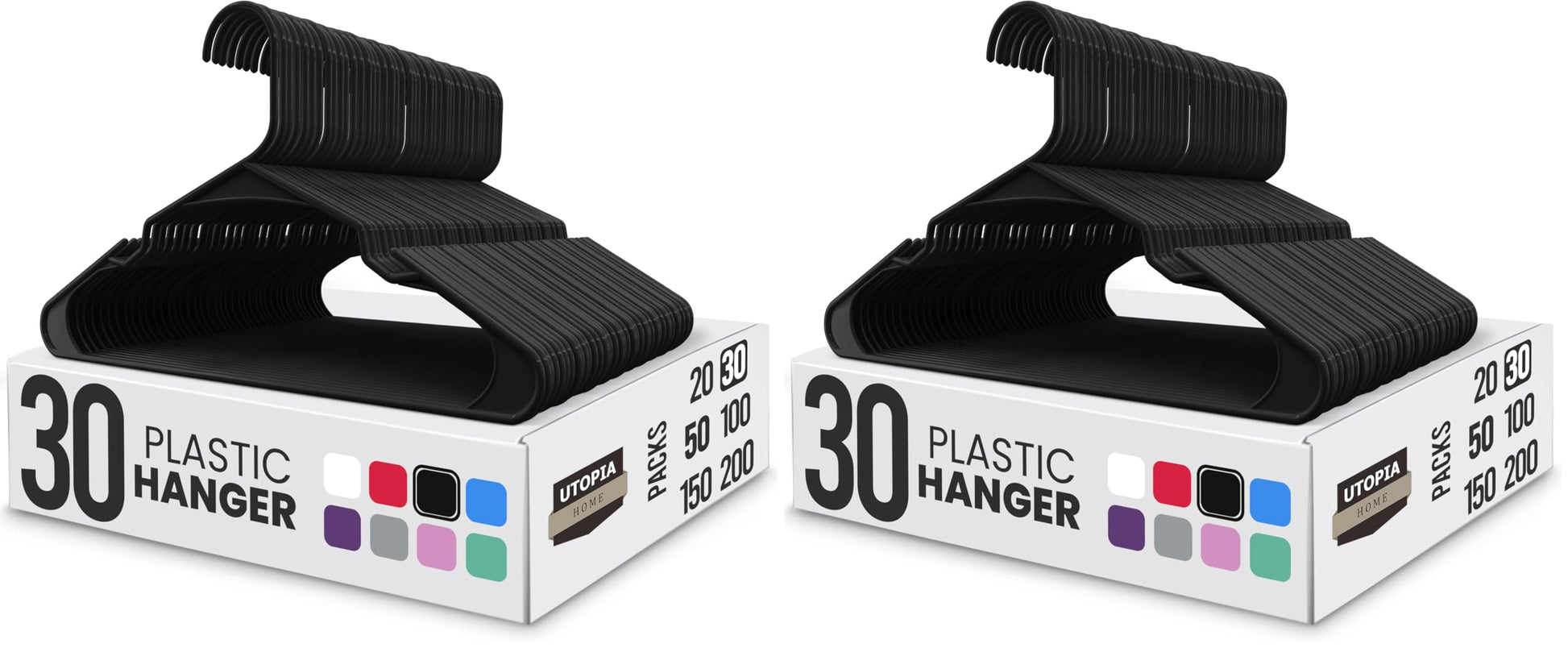 Utopia Home - Plastic Hangers 50 Pack - Space Saving Clothes Hanger - Durable and Strong Closet Organizers and Storage Makes It Ideal Stocking Stuffers or Apartment or Dorm Room Essentials (White)