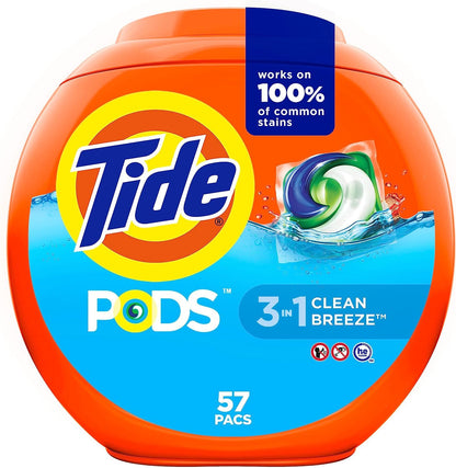 Tide PODS laundry detergent pacs, 3-in-1 Stain Remover, Odor Fighter, Color Protector, 112 Count, HE compatible, Spring Meadow Scent