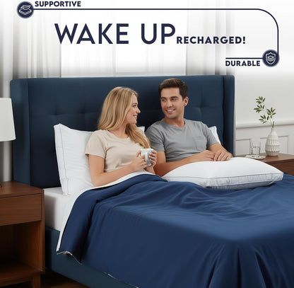 Utopia Bedding Down Alternative Bed Pillows for Sleeping Queen Size (White), Set of 2, Soft & Fluffy Pillow with Cooling, Hotel Quality, Gusseted Pillow for Back, Stomach or Side Sleepers