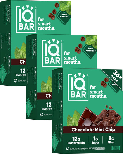 IQBAR Clean Plant Protein Bars - Chocolate Lovers Variety - 12 Count - Keto, Vegan, High Fiber, Gluten and Dairy Free, Low Sugar Snack - Brain and Body Nutrients for Focus, Energy, Meal Replacement