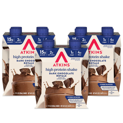 Atkins Milk Chocolate Delight High Protein Shake, 15g Protein, 2g Net Carb, 1g Sugar, Keto Friendly, Chocolate Flavored Protein Shakes, 12 Count