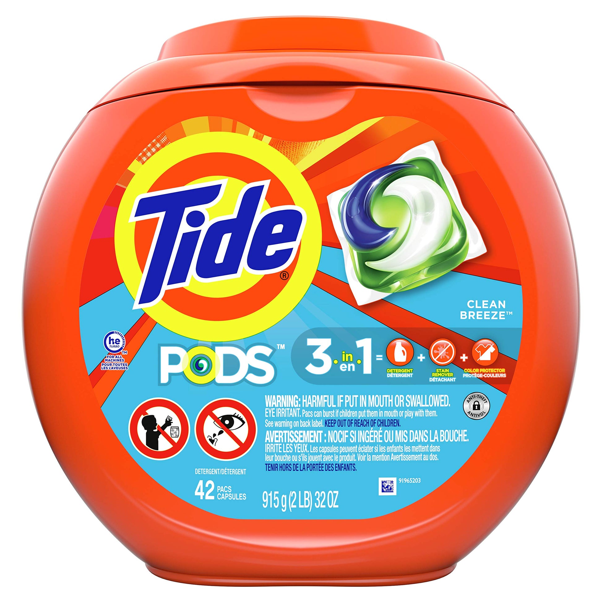 Tide PODS laundry detergent pacs, 3-in-1 Stain Remover, Odor Fighter, Color Protector, 112 Count, HE compatible, Spring Meadow Scent