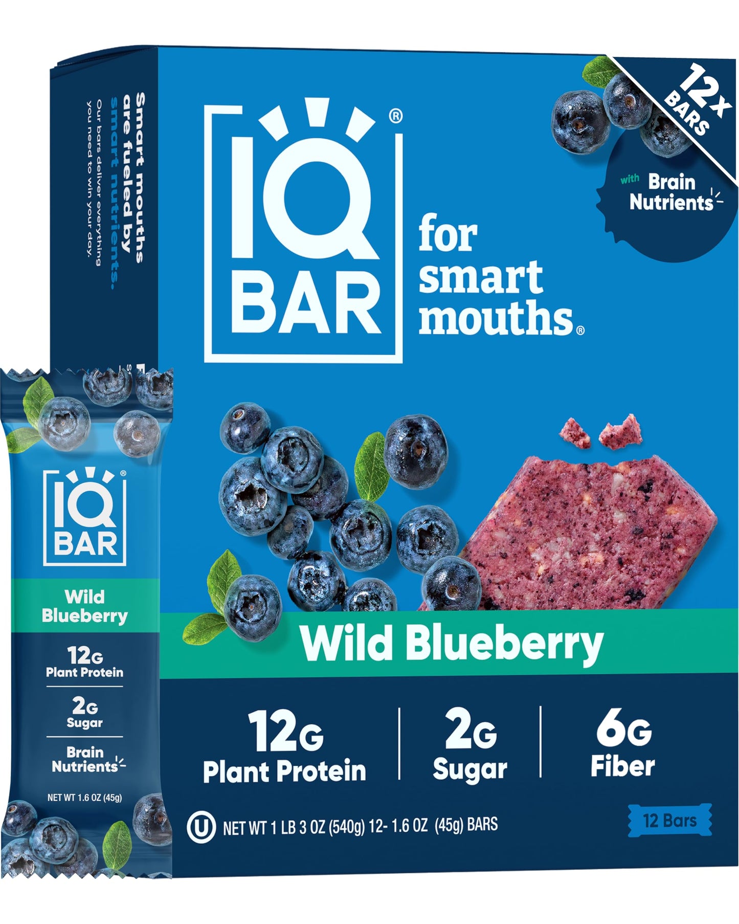 IQBAR Clean Plant Protein Bars - Chocolate Lovers Variety - 12 Count - Keto, Vegan, High Fiber, Gluten and Dairy Free, Low Sugar Snack - Brain and Body Nutrients for Focus, Energy, Meal Replacement