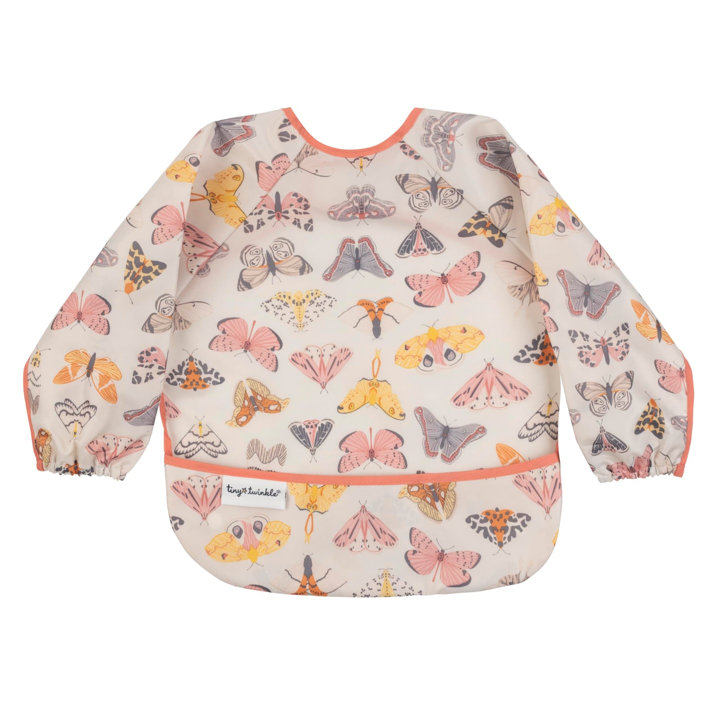 Tiny Twinkle Long Sleeve Bib for Babies & Toddlers | Waterproof Smock Bib for Eating | Machine Washable & Mess-Proof Feeding Essentials | Newborn Shower Gift (Dinosaur, 6–24M)