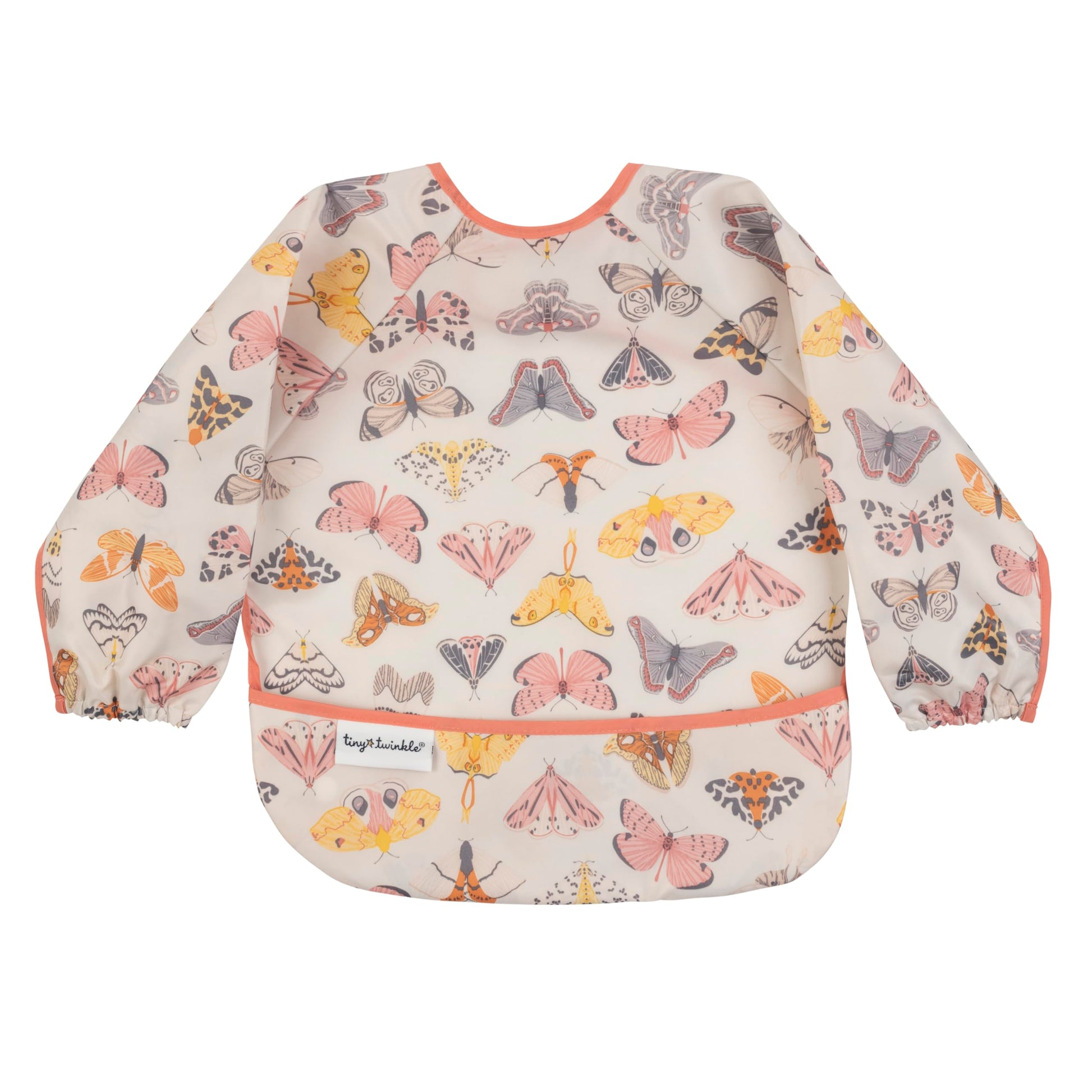 Tiny Twinkle Long Sleeve Bib for Babies & Toddlers | Waterproof Smock Bib for Eating | Machine Washable & Mess-Proof Feeding Essentials | Newborn Shower Gift (Dinosaur, 6–24M)