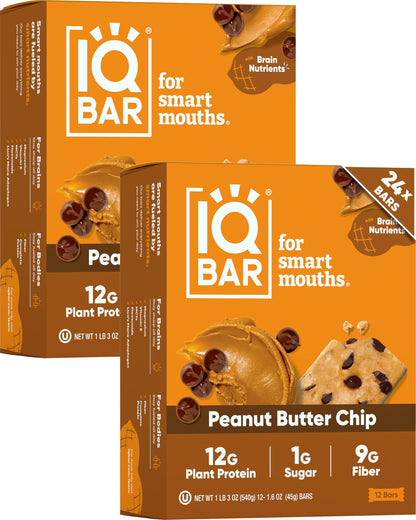 IQBAR Clean Plant Protein Bars - Chocolate Lovers Variety - 12 Count - Keto, Vegan, High Fiber, Gluten and Dairy Free, Low Sugar Snack - Brain and Body Nutrients for Focus, Energy, Meal Replacement