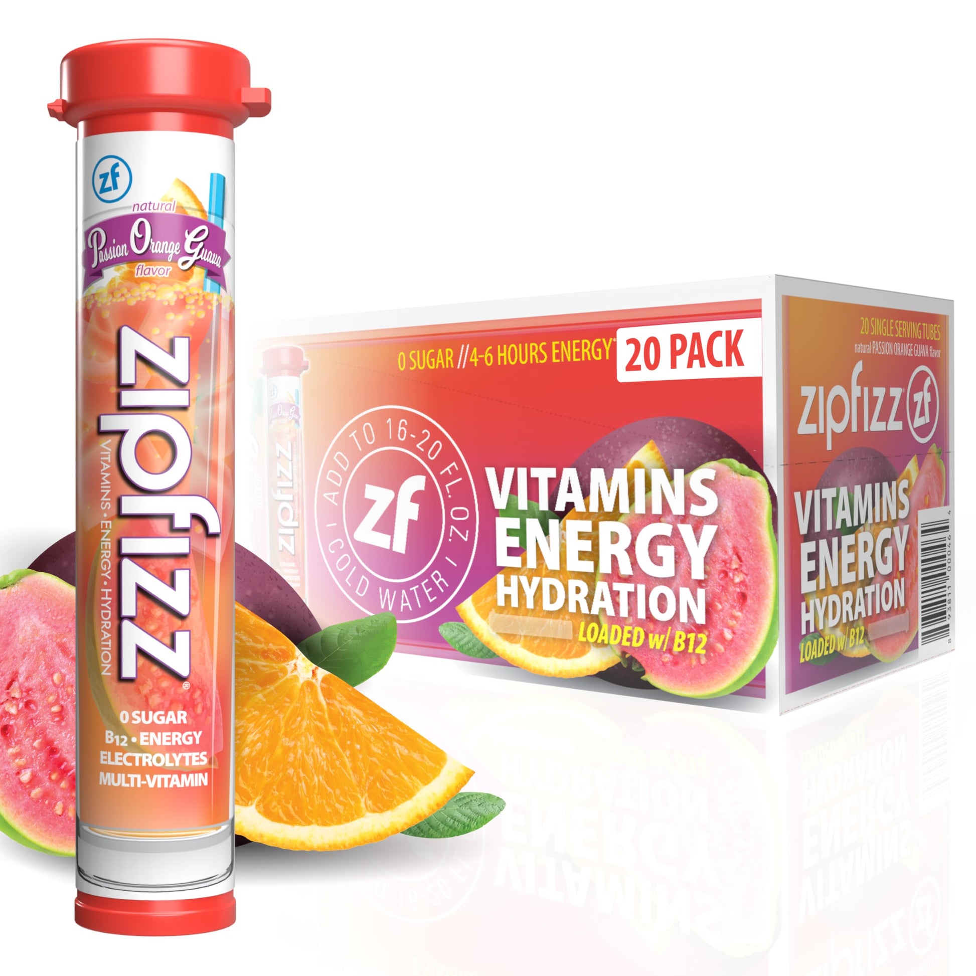 Zipfizz Daily Energy Drink Powder, Fruit Punch, 20 Pack 3-in-1 Sustained Energy, Rapid Hydration, and Essential Vitamins Sugar-Free Electrolyte Powder Contains Vitamin B-12 & Antioxidants