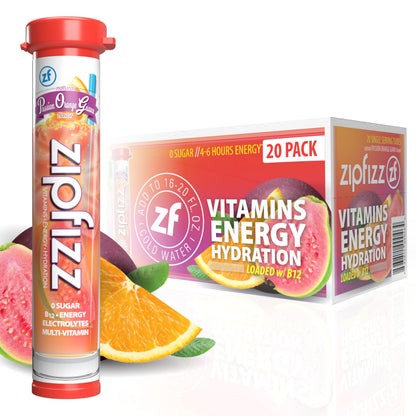 Zipfizz Daily Energy Drink Powder, Fruit Punch, 20 Pack 3-in-1 Sustained Energy, Rapid Hydration, and Essential Vitamins Sugar-Free Electrolyte Powder Contains Vitamin B-12 & Antioxidants