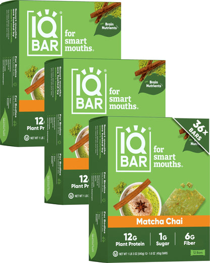 IQBAR Clean Plant Protein Bars - Chocolate Lovers Variety - 12 Count - Keto, Vegan, High Fiber, Gluten and Dairy Free, Low Sugar Snack - Brain and Body Nutrients for Focus, Energy, Meal Replacement