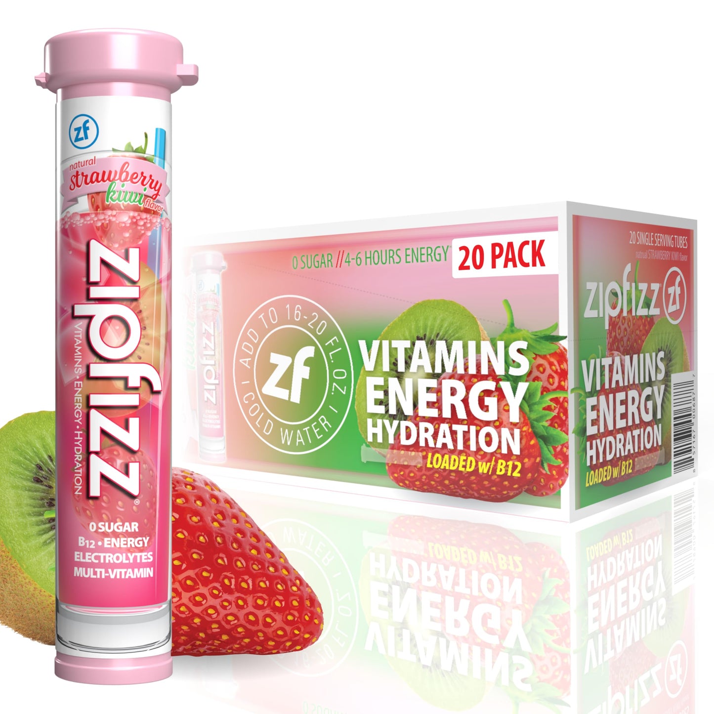 Zipfizz Daily Energy Drink Powder, Fruit Punch, 20 Pack 3-in-1 Sustained Energy, Rapid Hydration, and Essential Vitamins Sugar-Free Electrolyte Powder Contains Vitamin B-12 & Antioxidants