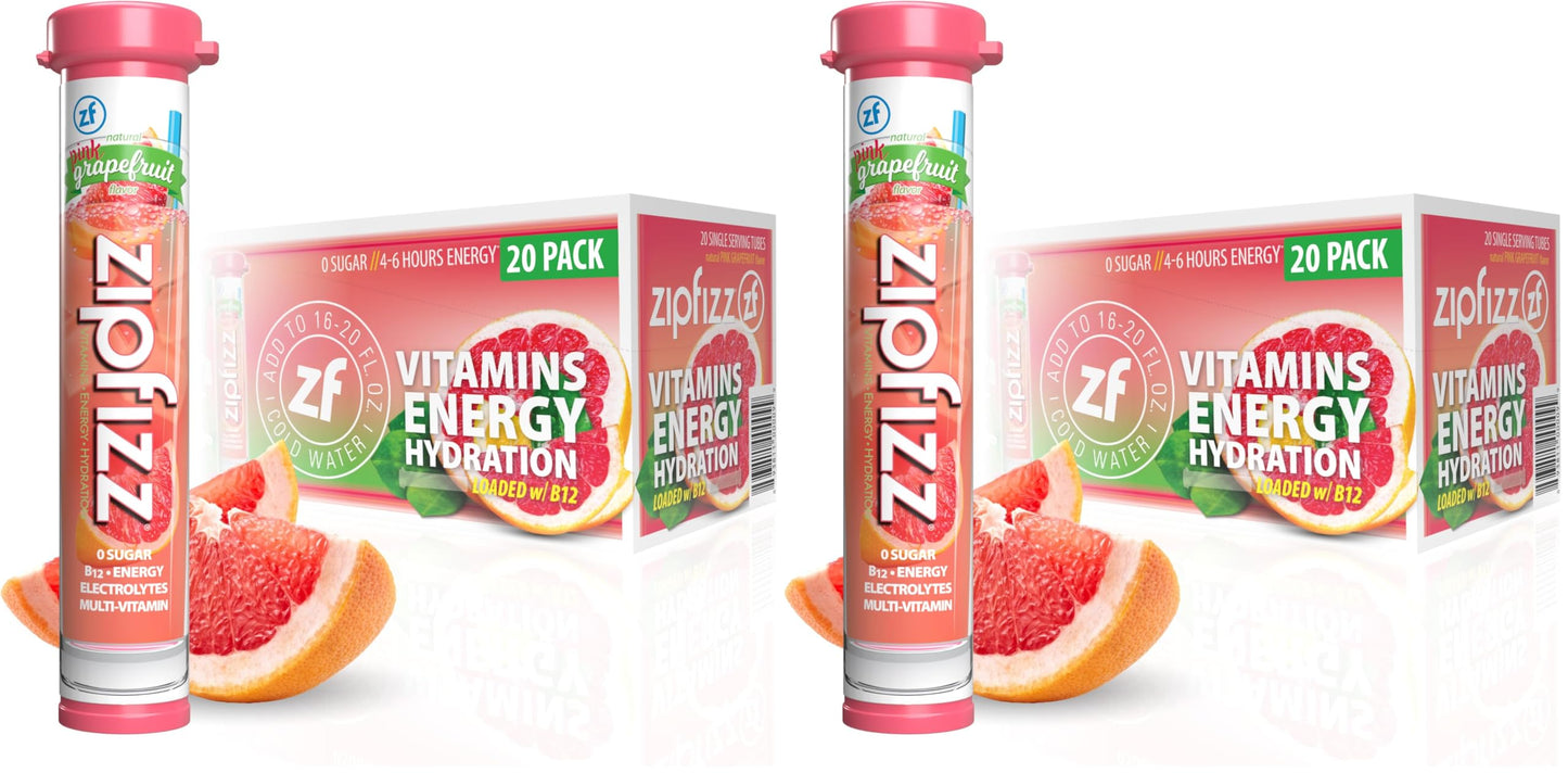Zipfizz Daily Energy Drink Powder, Fruit Punch, 20 Pack 3-in-1 Sustained Energy, Rapid Hydration, and Essential Vitamins Sugar-Free Electrolyte Powder Contains Vitamin B-12 & Antioxidants