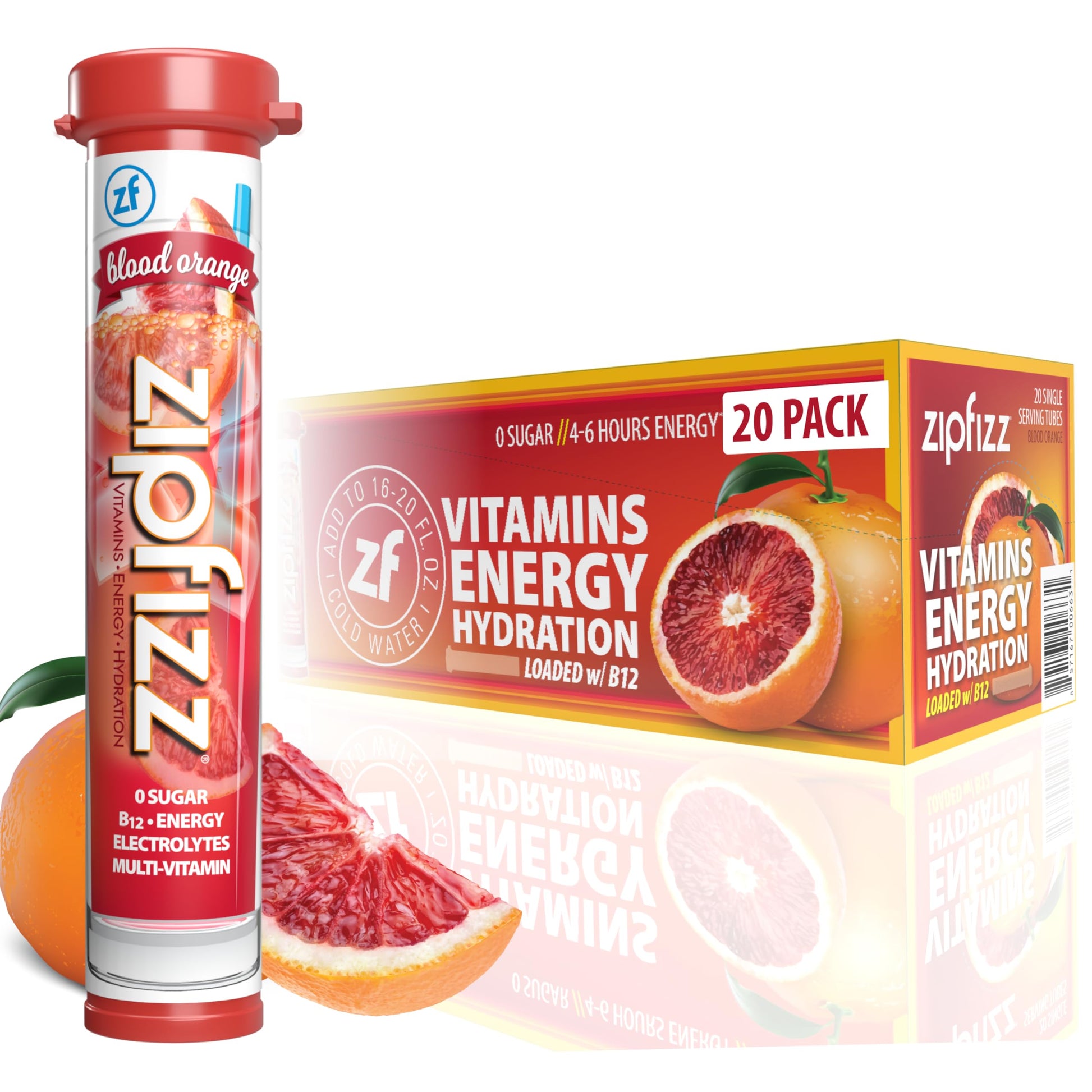 Zipfizz Daily Energy Drink Powder, Fruit Punch, 20 Pack 3-in-1 Sustained Energy, Rapid Hydration, and Essential Vitamins Sugar-Free Electrolyte Powder Contains Vitamin B-12 & Antioxidants