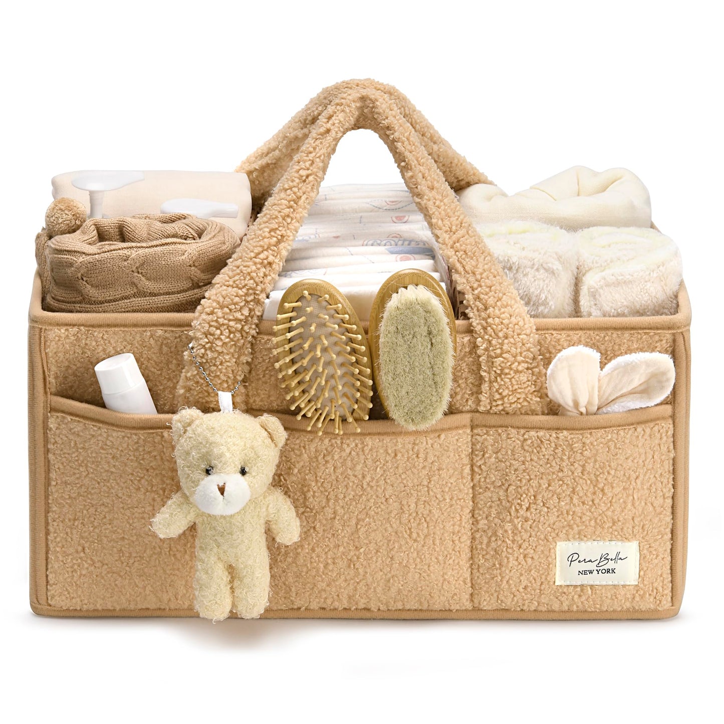 PeraBella Baby Diaper Caddy Organizer with Handle, Boy & Girl Shower Gift Basket, Portable Diaper Storage Basket Bin for Wipes, Newborn Baby Essentials Registry Search Must Haves, Car Caddy Organizer