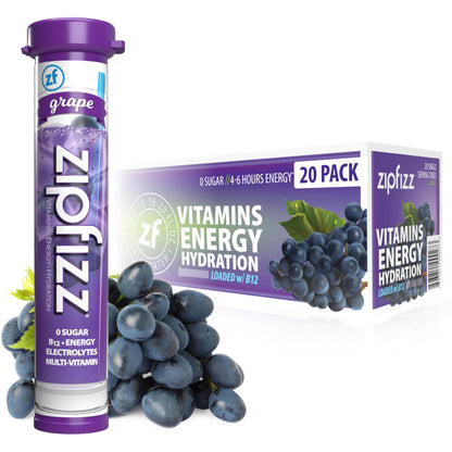 Zipfizz Daily Energy Drink Powder, Fruit Punch, 20 Pack 3-in-1 Sustained Energy, Rapid Hydration, and Essential Vitamins Sugar-Free Electrolyte Powder Contains Vitamin B-12 & Antioxidants
