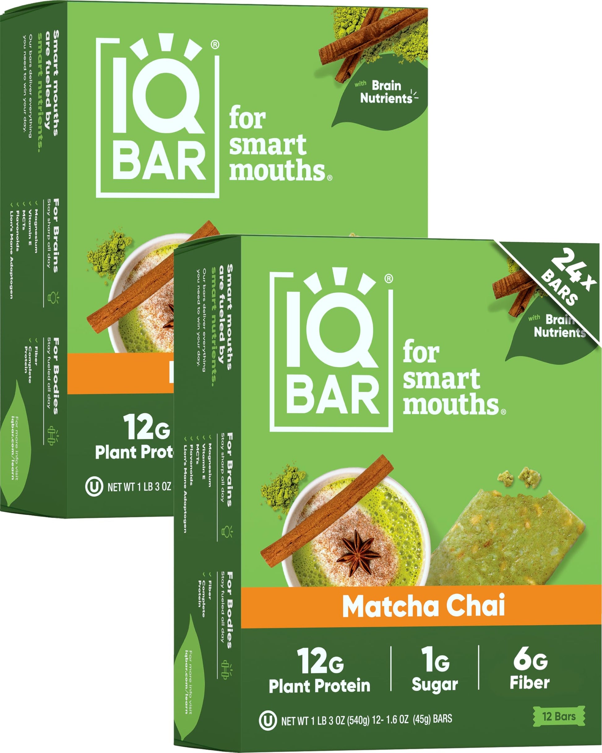 IQBAR Clean Plant Protein Bars - Chocolate Lovers Variety - 12 Count - Keto, Vegan, High Fiber, Gluten and Dairy Free, Low Sugar Snack - Brain and Body Nutrients for Focus, Energy, Meal Replacement