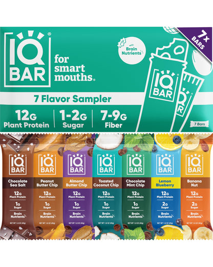 IQBAR Clean Plant Protein Bars - Chocolate Lovers Variety - 12 Count - Keto, Vegan, High Fiber, Gluten and Dairy Free, Low Sugar Snack - Brain and Body Nutrients for Focus, Energy, Meal Replacement