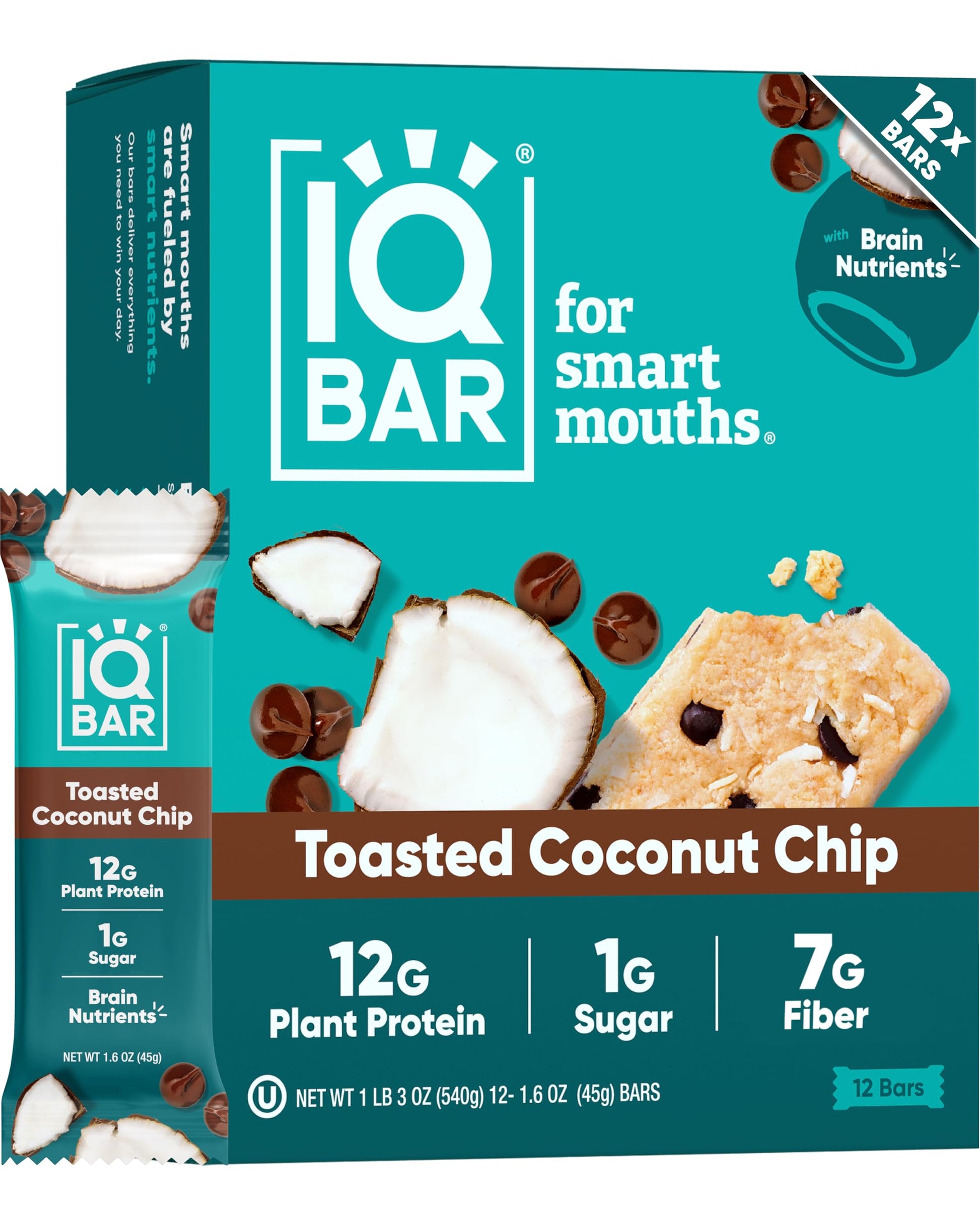 IQBAR Clean Plant Protein Bars - Chocolate Lovers Variety - 12 Count - Keto, Vegan, High Fiber, Gluten and Dairy Free, Low Sugar Snack - Brain and Body Nutrients for Focus, Energy, Meal Replacement