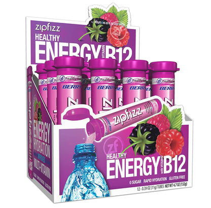 Zipfizz Daily Energy Drink Powder, Fruit Punch, 20 Pack 3-in-1 Sustained Energy, Rapid Hydration, and Essential Vitamins Sugar-Free Electrolyte Powder Contains Vitamin B-12 & Antioxidants