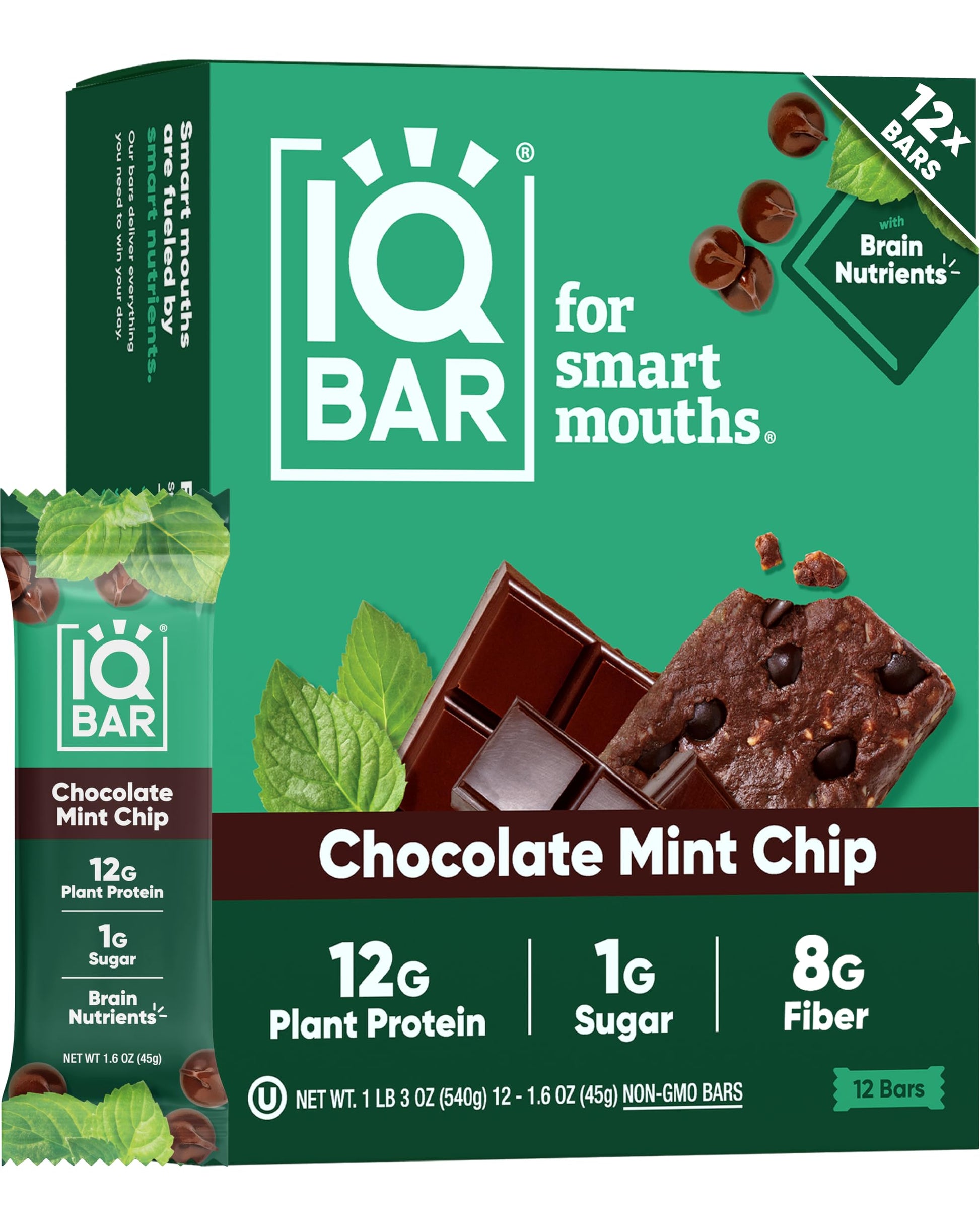 IQBAR Clean Plant Protein Bars - Chocolate Lovers Variety - 12 Count - Keto, Vegan, High Fiber, Gluten and Dairy Free, Low Sugar Snack - Brain and Body Nutrients for Focus, Energy, Meal Replacement