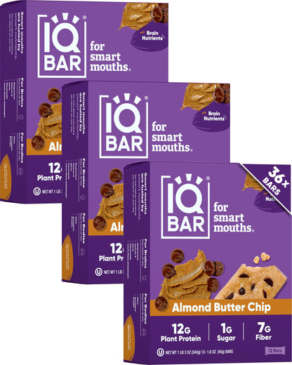 IQBAR Clean Plant Protein Bars - Chocolate Lovers Variety - 12 Count - Keto, Vegan, High Fiber, Gluten and Dairy Free, Low Sugar Snack - Brain and Body Nutrients for Focus, Energy, Meal Replacement