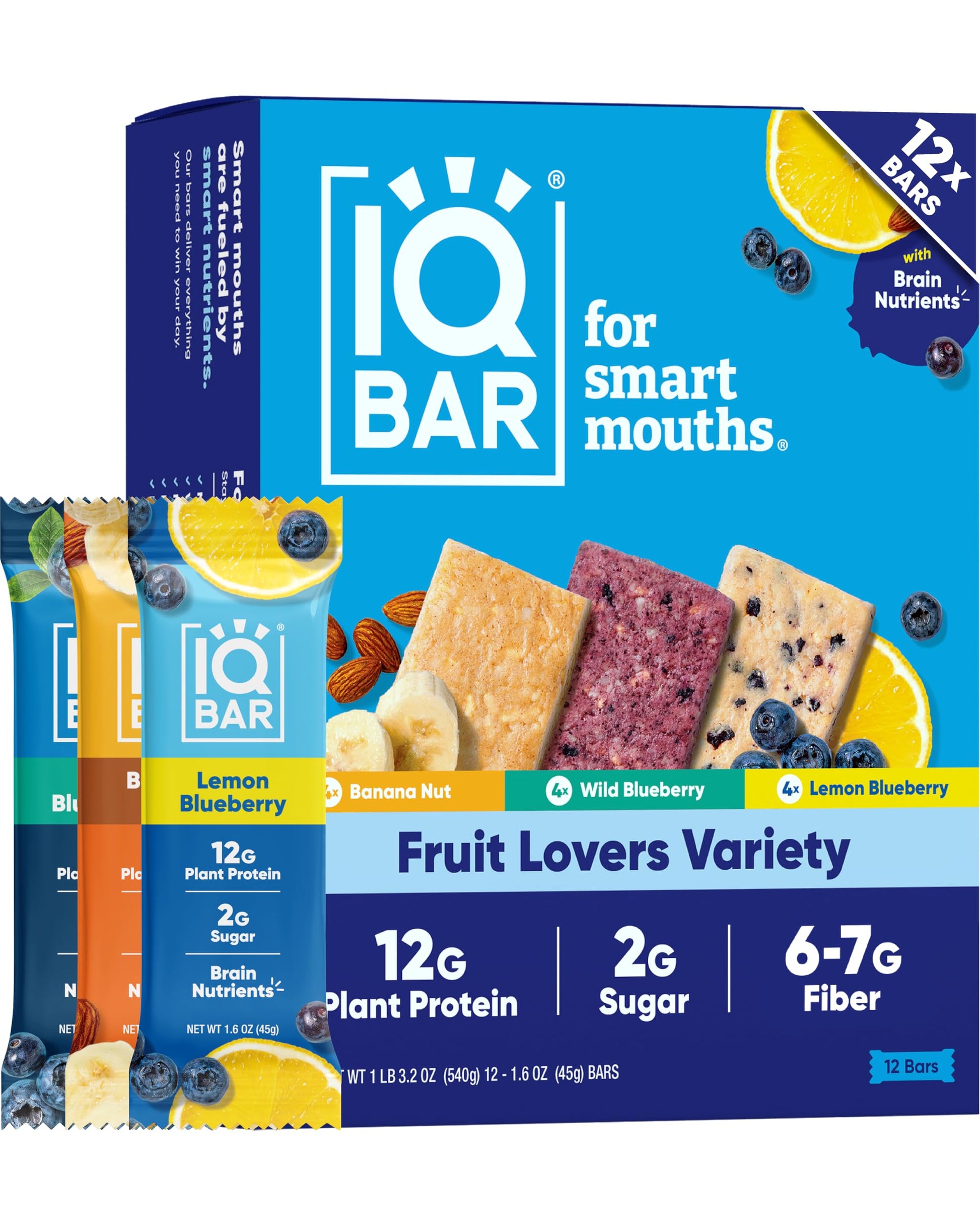 IQBAR Clean Plant Protein Bars - Chocolate Lovers Variety - 12 Count - Keto, Vegan, High Fiber, Gluten and Dairy Free, Low Sugar Snack - Brain and Body Nutrients for Focus, Energy, Meal Replacement