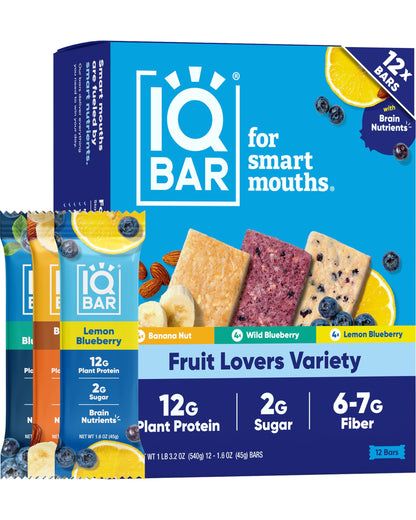 IQBAR Clean Plant Protein Bars - Chocolate Lovers Variety - 12 Count - Keto, Vegan, High Fiber, Gluten and Dairy Free, Low Sugar Snack - Brain and Body Nutrients for Focus, Energy, Meal Replacement