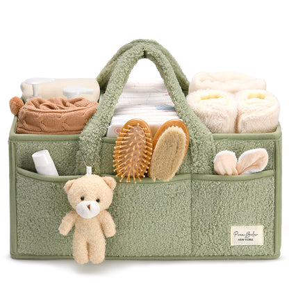 PeraBella Baby Diaper Caddy Organizer with Handle, Boy & Girl Shower Gift Basket, Portable Diaper Storage Basket Bin for Wipes, Newborn Baby Essentials Registry Search Must Haves, Car Caddy Organizer
