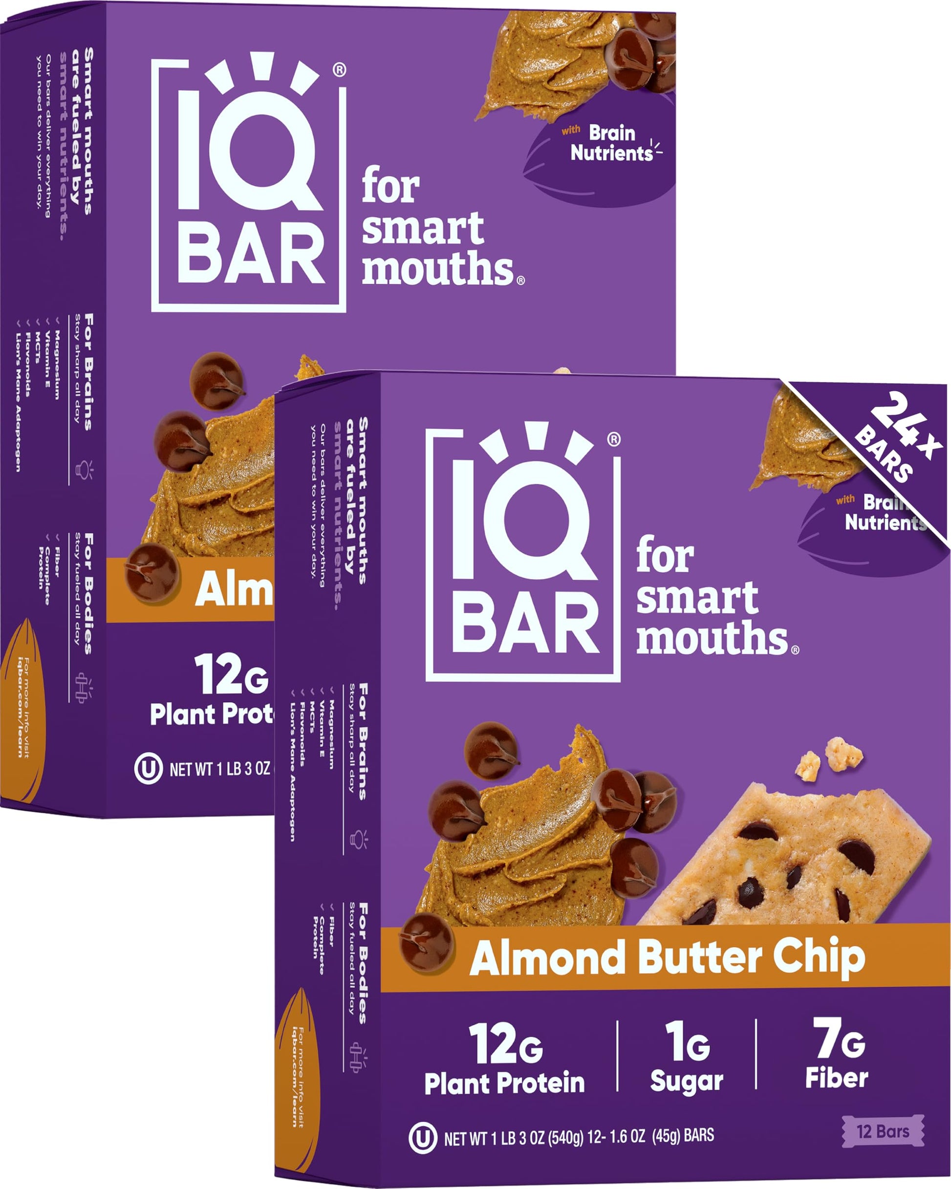 IQBAR Clean Plant Protein Bars - Chocolate Lovers Variety - 12 Count - Keto, Vegan, High Fiber, Gluten and Dairy Free, Low Sugar Snack - Brain and Body Nutrients for Focus, Energy, Meal Replacement